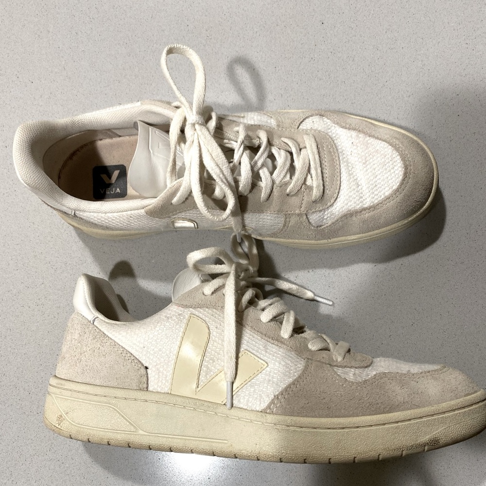 Veja - White and Beige Sneakers